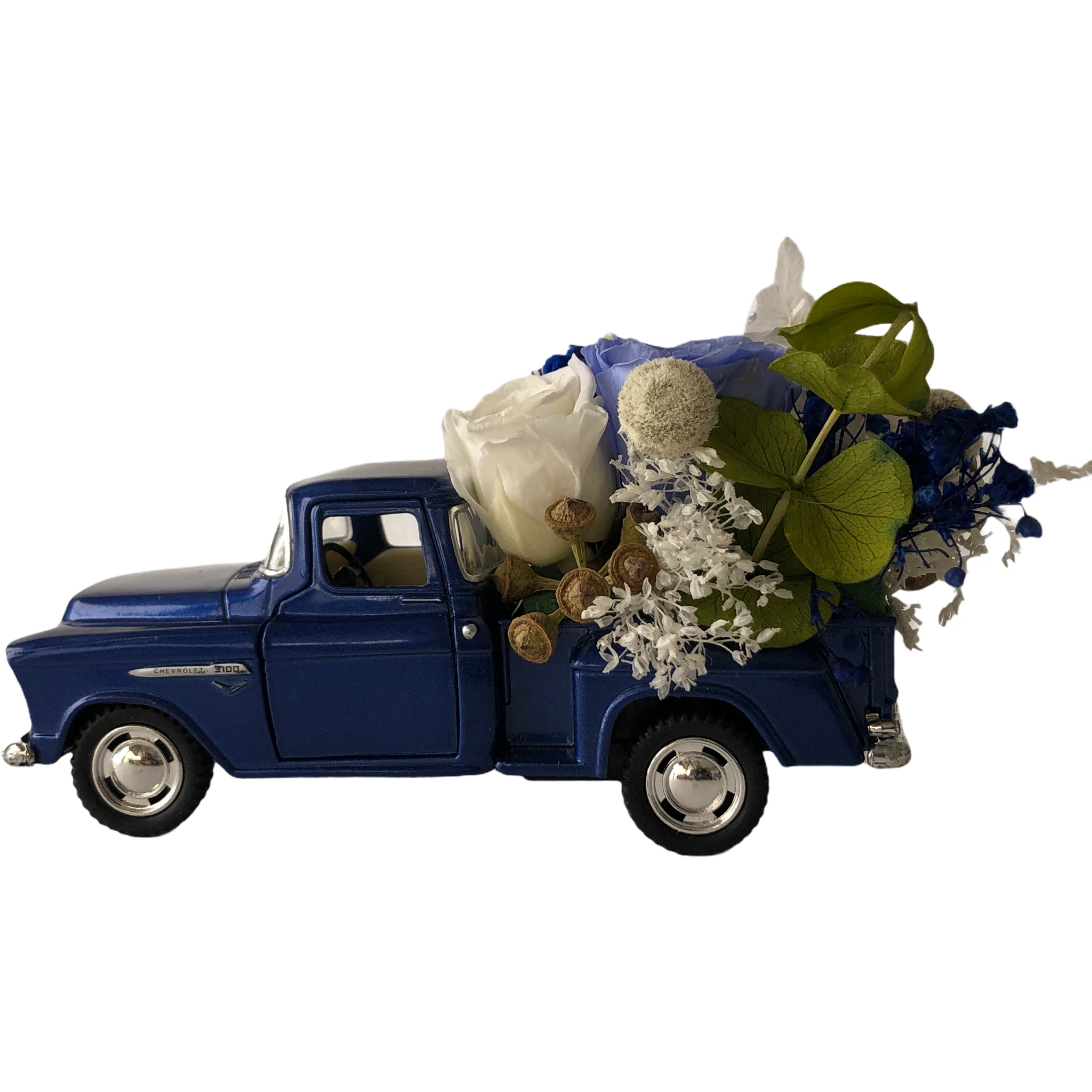 PICK UP 1955 AZUL CON FLORES PARA ÉL