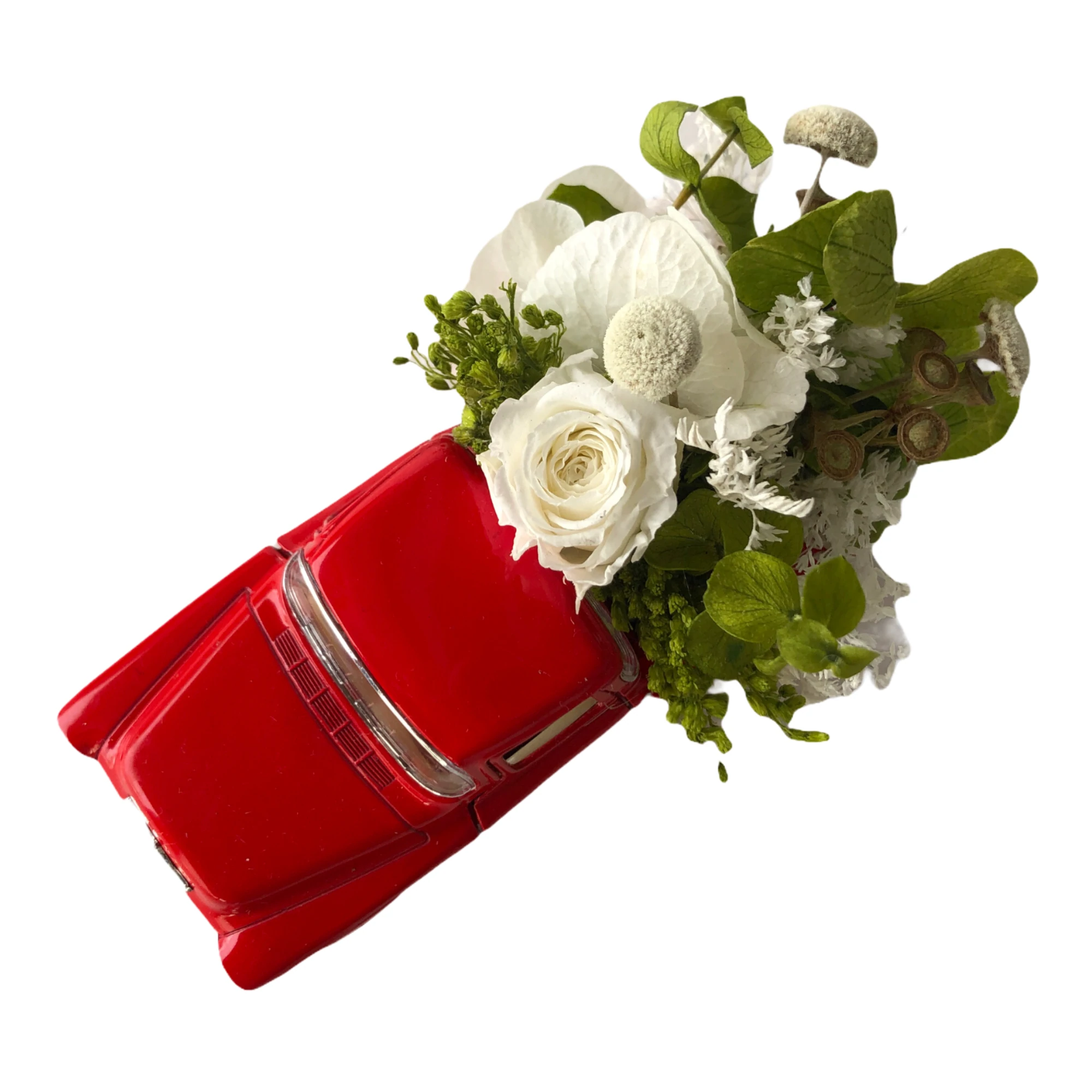 PICK UP 1955 ROJA CON FLORES PARA ÉL - Imagen 2