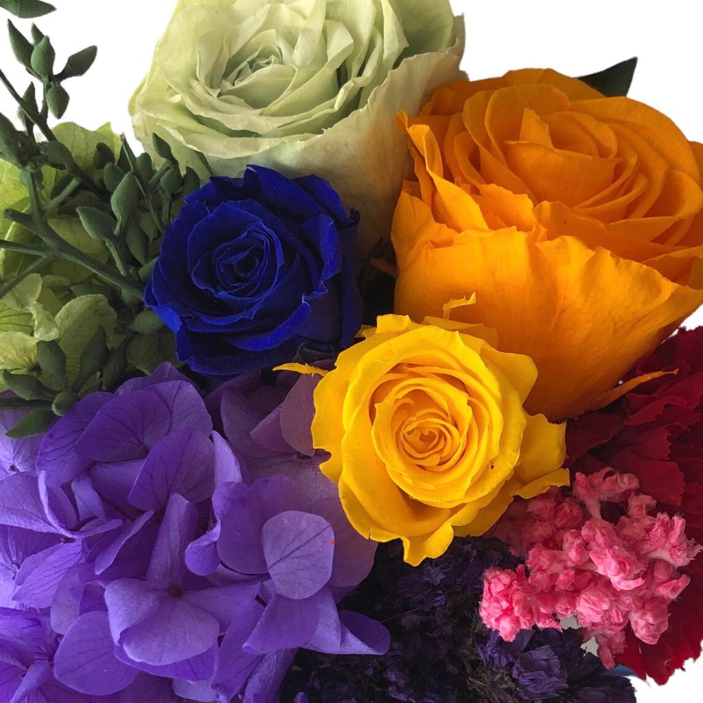 Hat box redondo Arcoiris-flores preservadas - Imagen 2